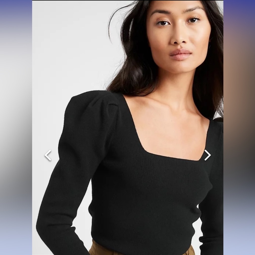 Banana Republic puff sleeve square neck sweater